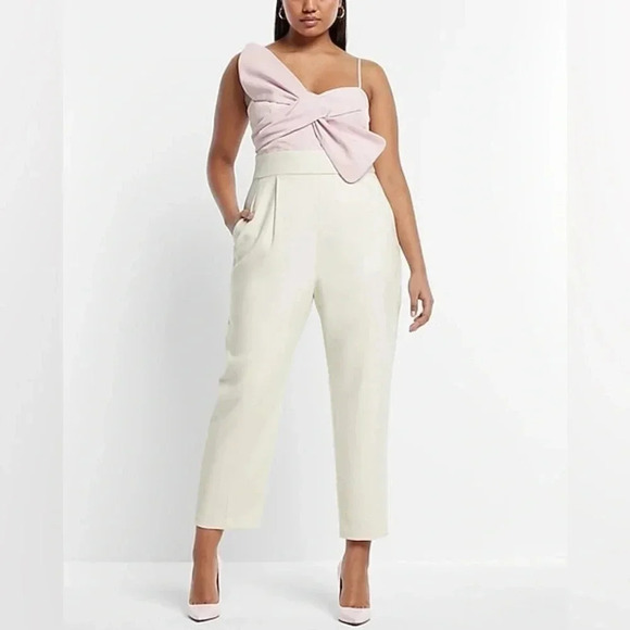 NWT Express Statement Bow Color Block Straight Leg  Jumpsuit - Picture 1 of 15